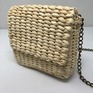 Straw raffia mini crossbody purse